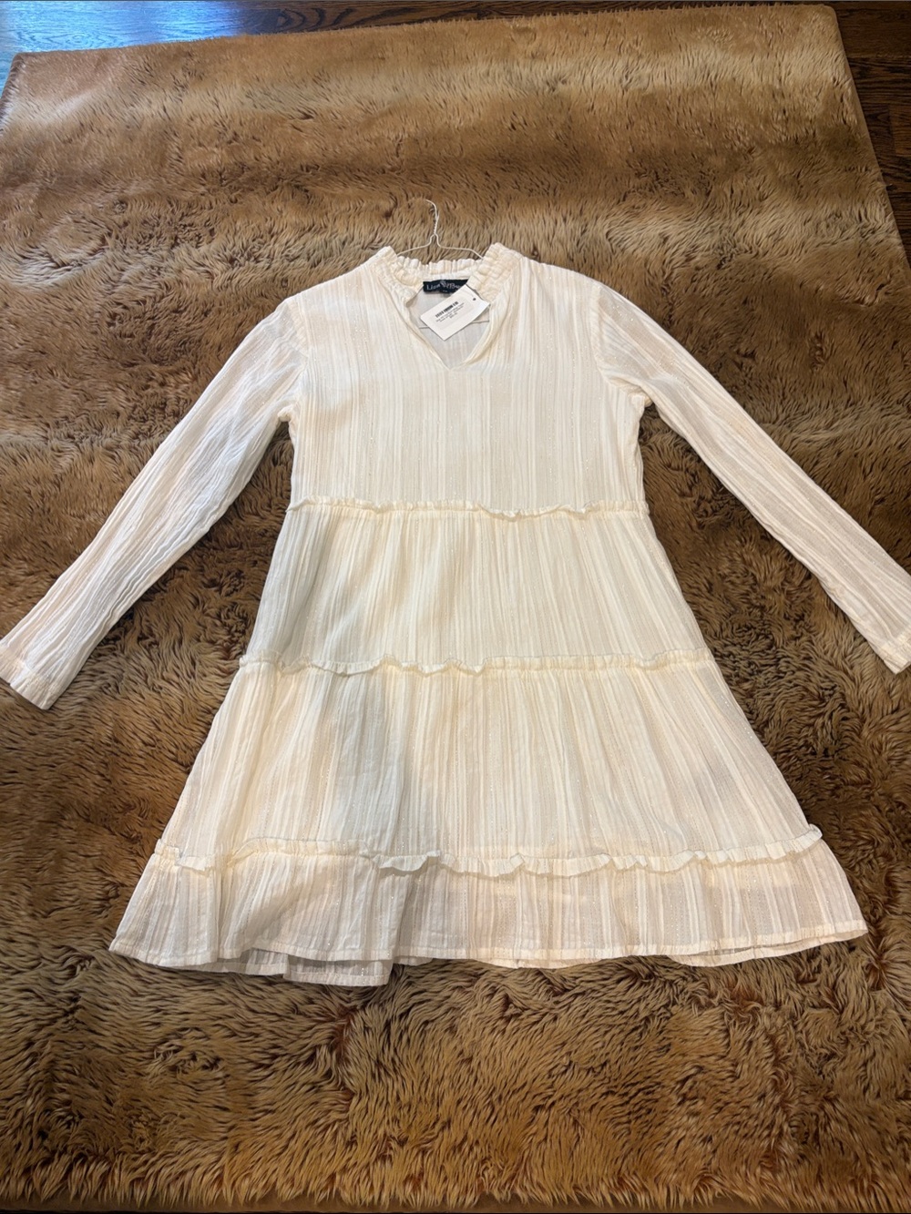 Liza Byrd Cream Tiered Long-Sleeve Women's Dress